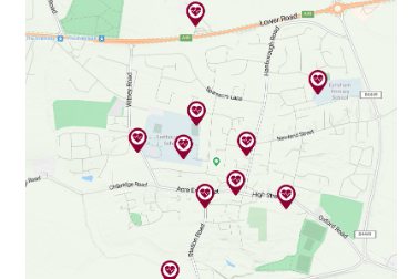 DefibFinder map for Eynsham - Photographer DeFib Finder